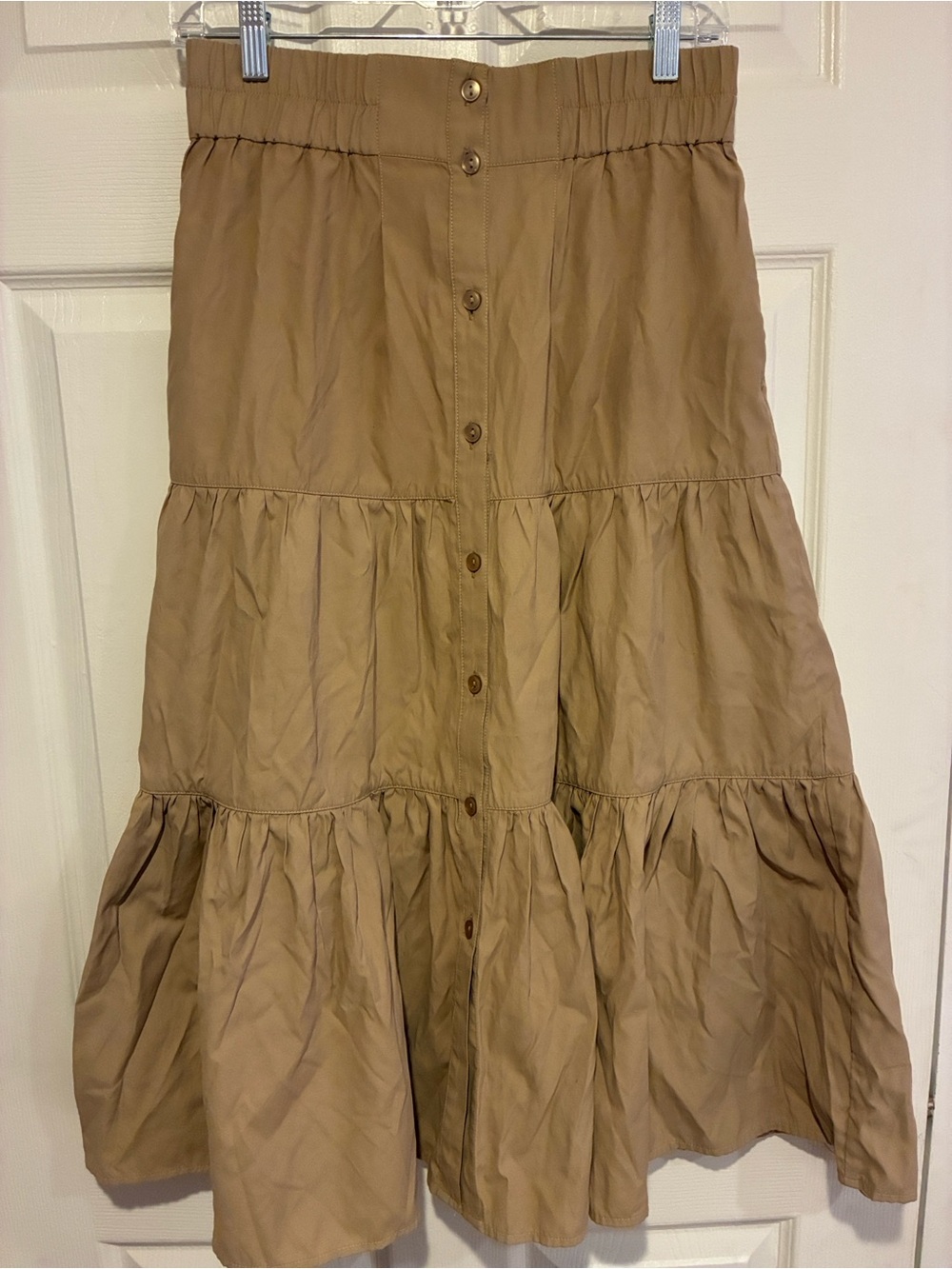 Brochu Walker Tan Havana Tiered Midi Skirt